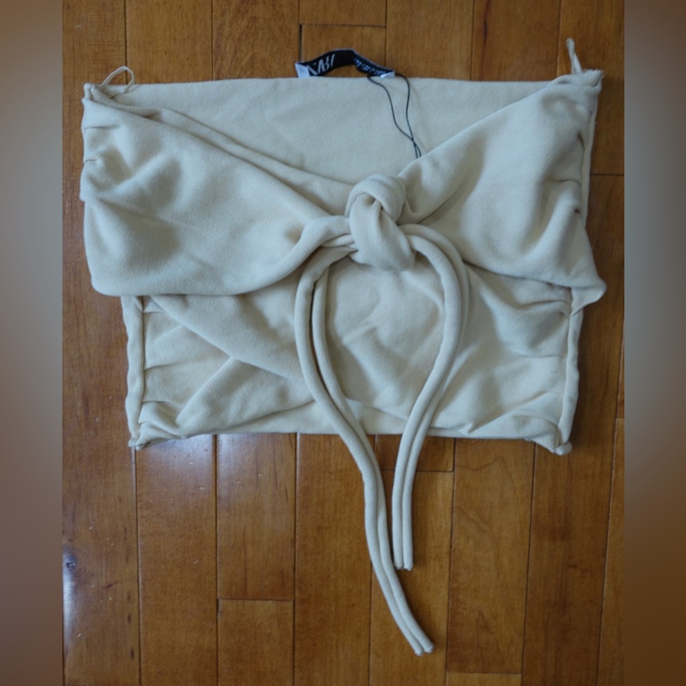 Zara Wrap Knit Crop Top Cream/Sand - Medium